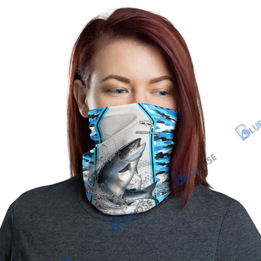 BlueJose Salmon Fishing Light Blue Camo Sport Neck Gaiter