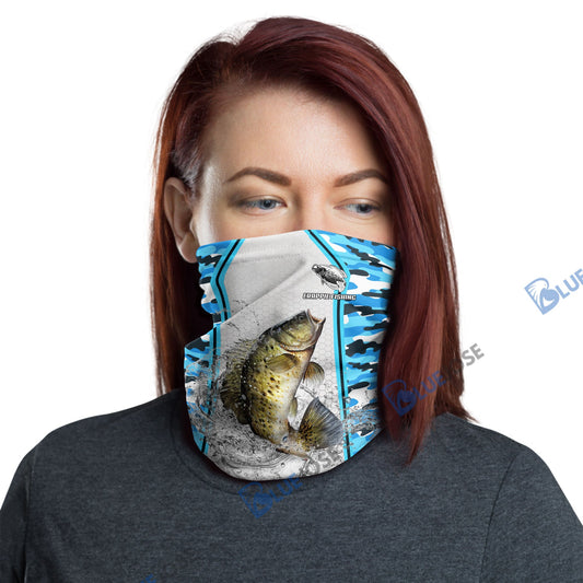 BlueJose Crappie Fishing Light Blue Camo Sport Neck Gaiter