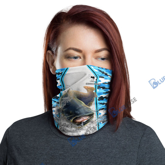 BlueJose Catfish Fishing Light Blue Camo Sport Neck Gaiter