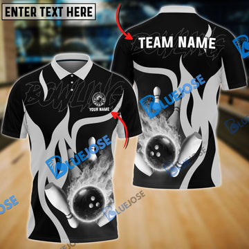 BlueJose Bowling And Pins Falling Meteor Customized Name 3D Shirt (4 Colors)