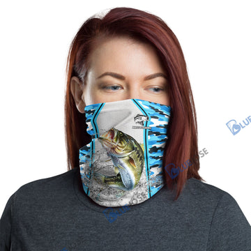 BlueJose Bass Fishing Light Blue Camo Sport Neck Gaiter