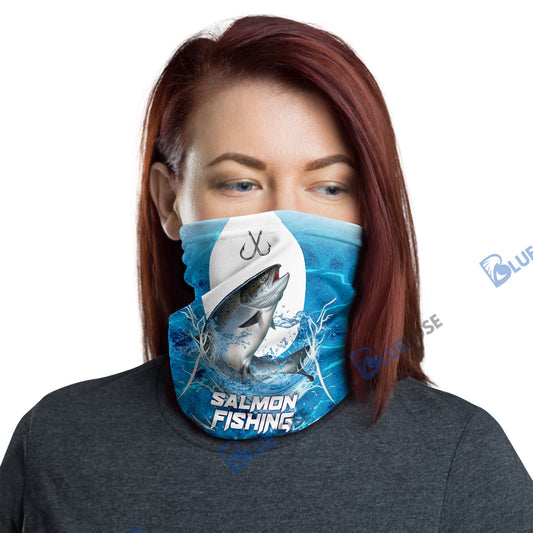 BlueJose Salmon Fishing Blue Wave Neck Gaiter