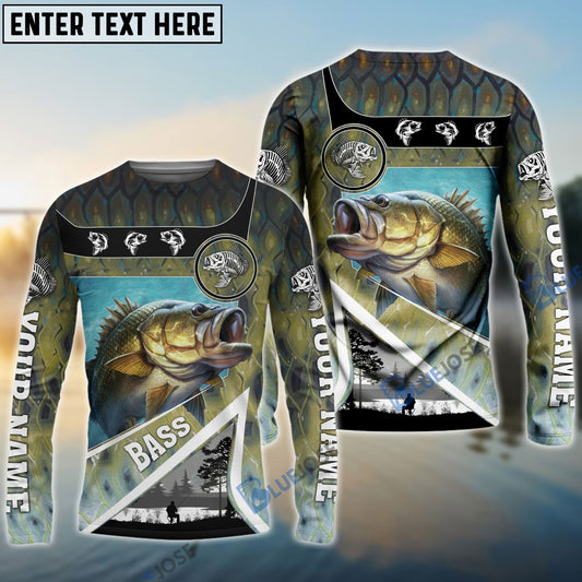 BlueJose Personalized Bass Fishing Art Line Sport Fishing Shirts