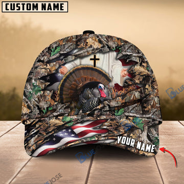 BlueJose Colorful God America Hunting Turkey Multicolor Personalized Cap