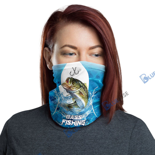 BlueJose Bass Fishing Blue Wave Neck Gaiter