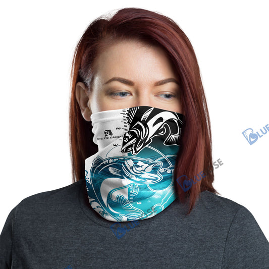 BlueJose Walleye Fishing White Blue Water Neck Gaiter