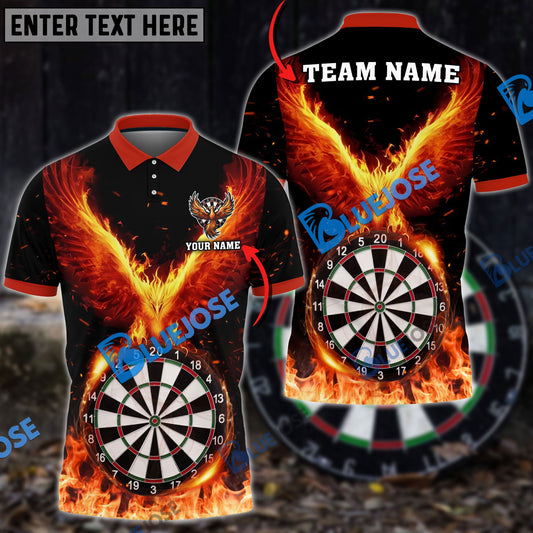 BlueJose Darts Rebirth Flame Phoenix Personalized Name, Team Name Shirt (4 Colors)