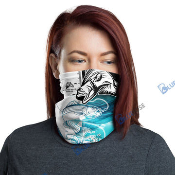 BlueJose Striped Bass Fishing White Blue Water Neck Gaiter