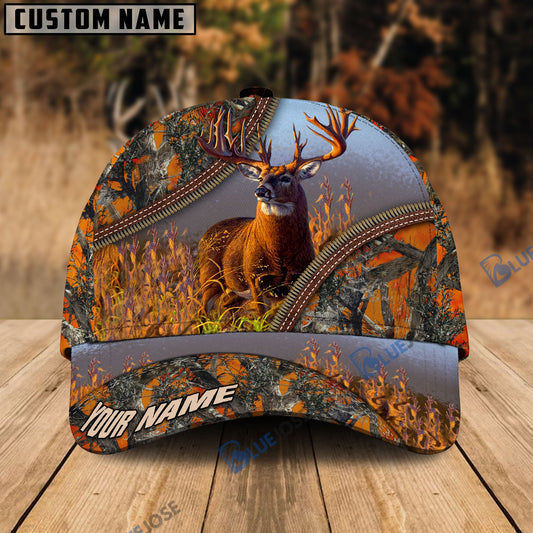 BlueJose Deer Hunting Forest Pattern Personalized Name Cap