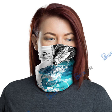 BlueJose Crappie Fishing White Blue Water Neck Gaiter