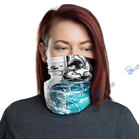 BlueJose Catfish Fishing White Blue Water Neck Gaiter