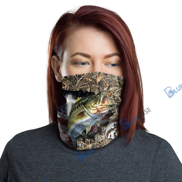 BlueJose Bass Cross Camo Fishing Neck Gaiter