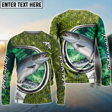 BlueJose Salmon Fishing Hook Green Custom Long Sleeves Fishing Shirt