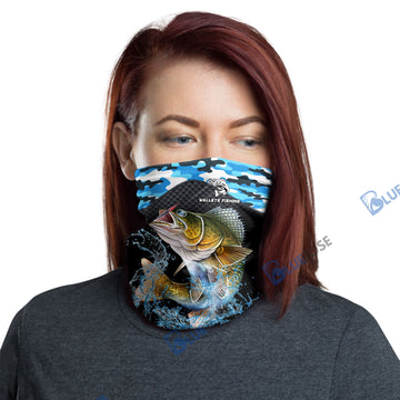 BlueJose Walleye Fishing Blue Camo Sport Neck Gaiter