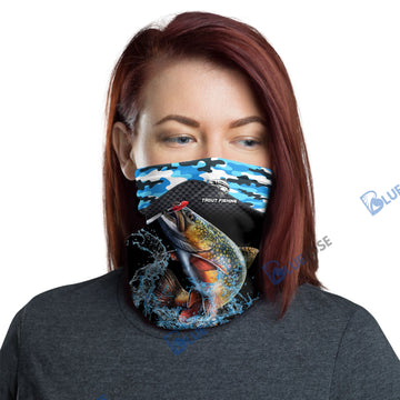 BlueJose Trout Fishing Blue Camo Sport Neck Gaiter