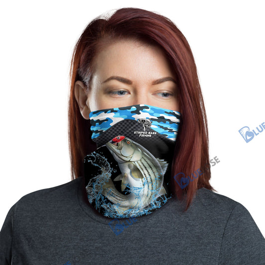 BlueJose Striped Bass Fishing Blue Camo Sport Neck Gaiter