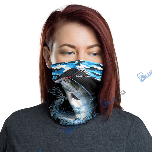 BlueJose Salmon Fishing Blue Camo Sport Neck Gaiter