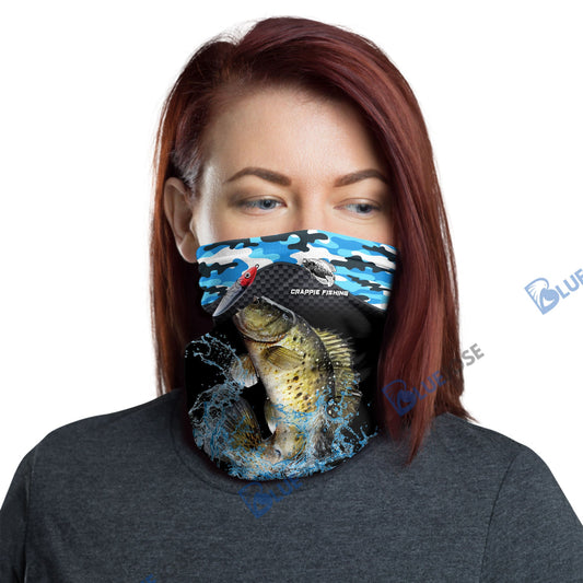 BlueJose Crappie Fishing Blue Camo Sport Neck Gaiter