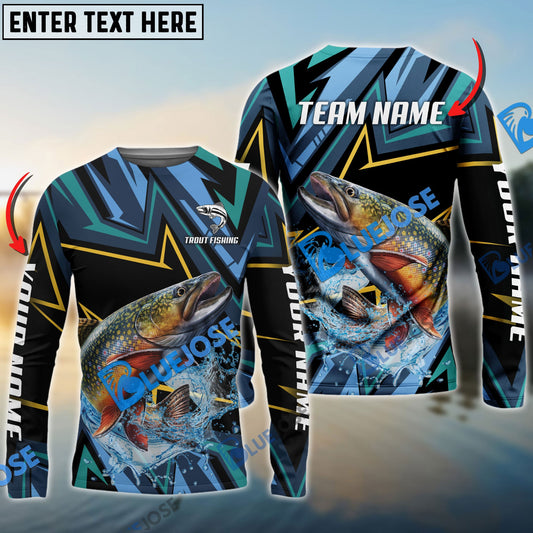 Bluejose Trout Fishing Lightning Pattern Sport Custom Name & Team Name 3D Shirts