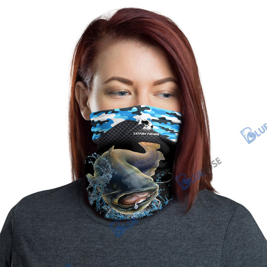 BlueJose Catfish Fishing Blue Camo Sport Neck Gaiter