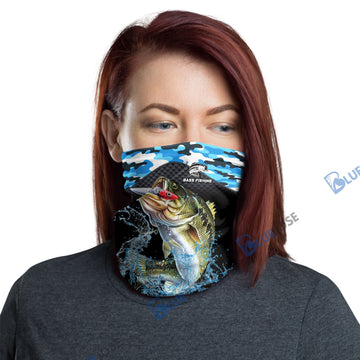 BlueJose Bass Fishing Blue Camo Sport Neck Gaiter