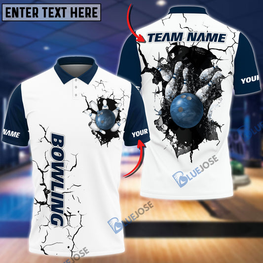 BlueJose Bowling And Pins Collapsing Wall Customized Name 3D Shirt (4 Colors)