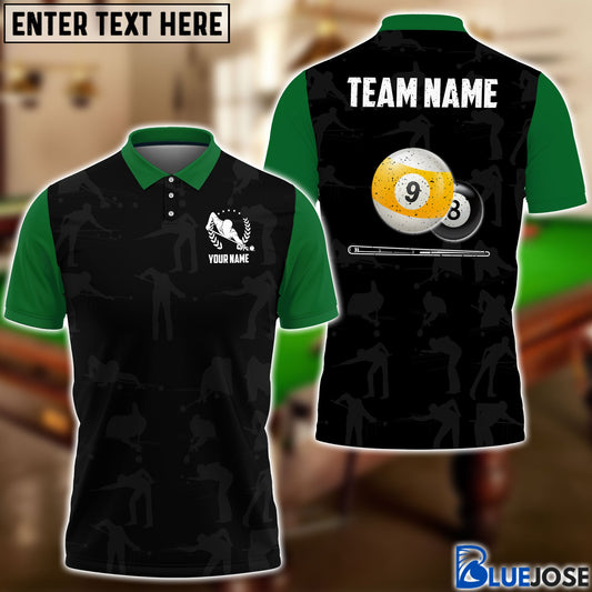 BlueJose Billiards Player Personalized Name, Team Name Polo Shirt