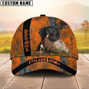 BlueJose Custom Name Hunting Duck Dog On Orange Camo Pattern Cap