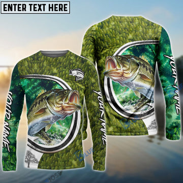 BlueJose Bass Fishing Hook Green Custom Long Sleeves Fishing Shirt