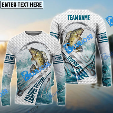 Bluejose Crappie Fishing White Fin Water Sport Custom Name & Team Name 3D Shirts