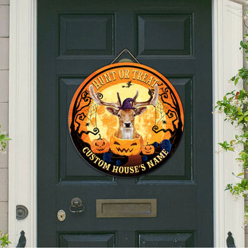 BlueJose Sika Deer Halloween Wooden Sign