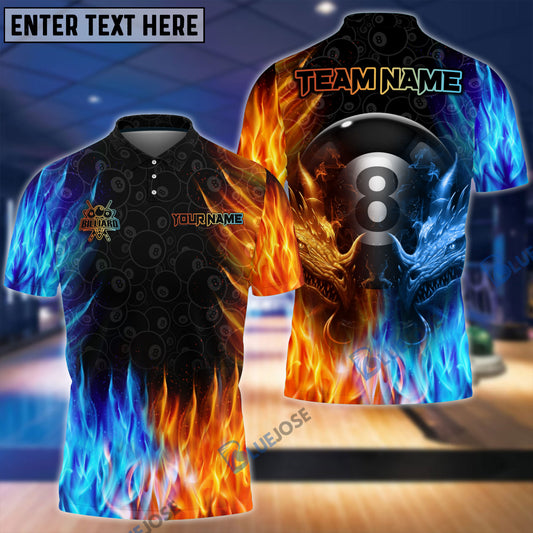 BlueJose Billiards Water & Fire Personalized Name, Team Name 3D Shirt