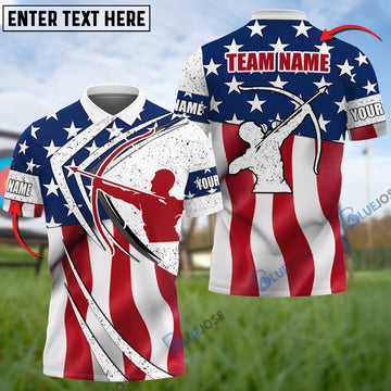 BlueJose Archery Lightning American Flag Personalized Name 3D Shirt