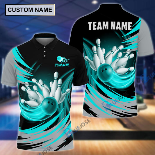 BlueJoses Tornado Bowling And Pins Personalized Name Team Name 3D Shirt