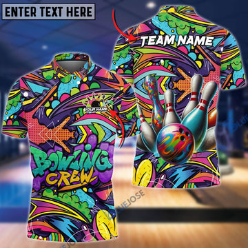 BlueJoses Bowling Graffiti Crew Customized Name, Team Name 3D Shirt