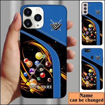 BlueJose Billiards Leather Pattern Personalized Name Phone Case