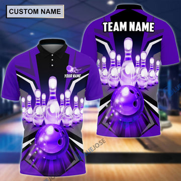 BlueJoses Tornado Pattern Bowling And Pins Personalized Name Team Name 3D Shirt