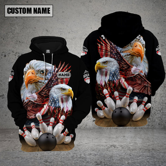 BlueJose Bowling And Pins American Eagles Pride Customized Name And Team Name 3D Shirt