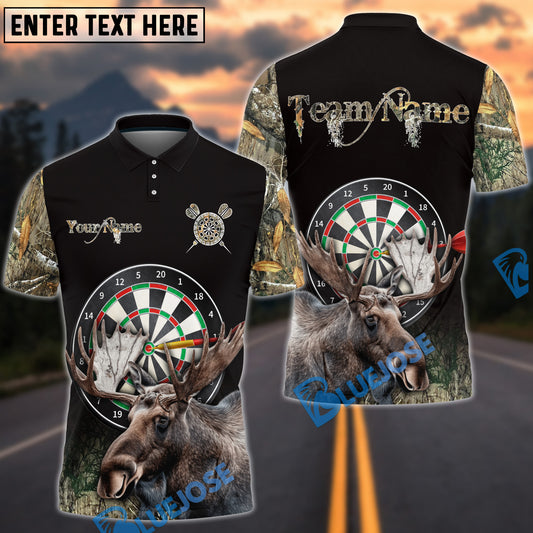 BlueJose Darts Moose Hunting Camo Multicolor Options Personalized Name Shirt (4 Colors)