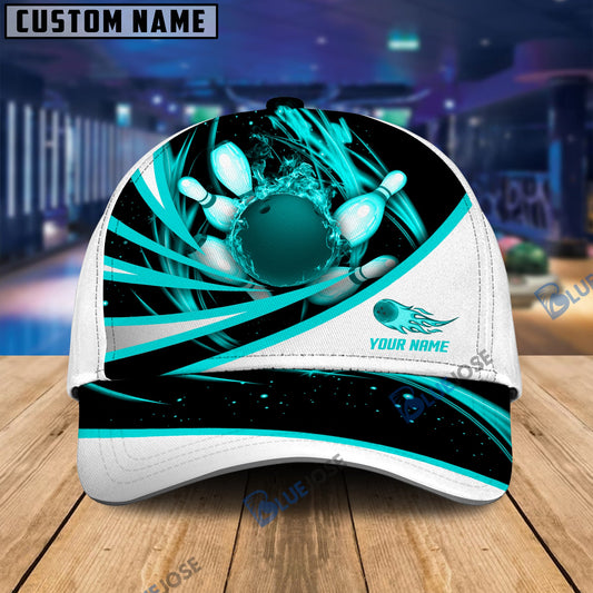 BlueJoses Flame Bowling And Pins Tornado Pattern Multicolor Personalized Name Cap