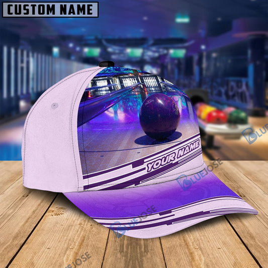 BlueJoses Purple Bowling Ball Personalized Name Cap