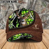 BlueJose Deer Hunting Leather Zip Pattern Personalized Name Cap