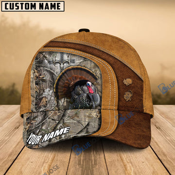 BlueJose Cross America Hunting Turkey Leather Pattern Multicolor Personalized Cap