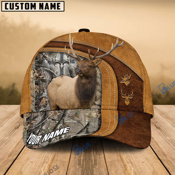 BlueJose Cross America Hunting Elk Leather Pattern Multicolor Personalized Cap (5 Colors)