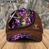 BlueJose Deer Hunting Leather Zip Pattern Personalized Name Cap