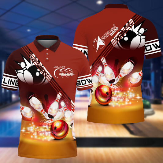 BlueJose Red Bowling Ball Crashing into the Pins Personalized Name 3D Shirt for Tom Taylor