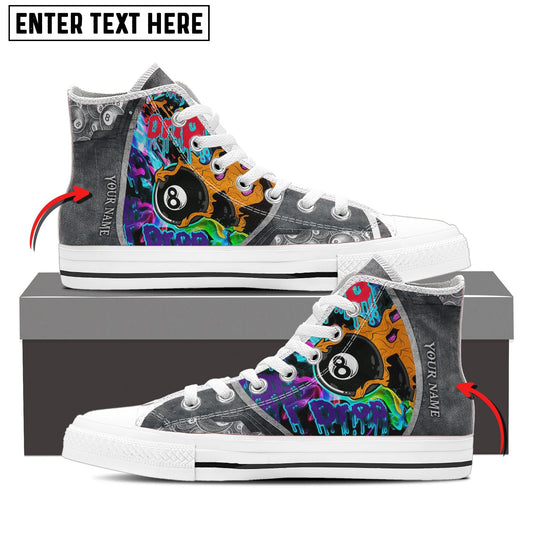 BlueJose Drip and Drop Ball Billiard Personalized Name High Top Shoes