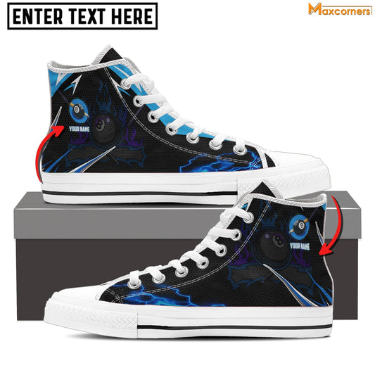 BlueJose Billiard Blue Fire Personalized Name High Top Shoes