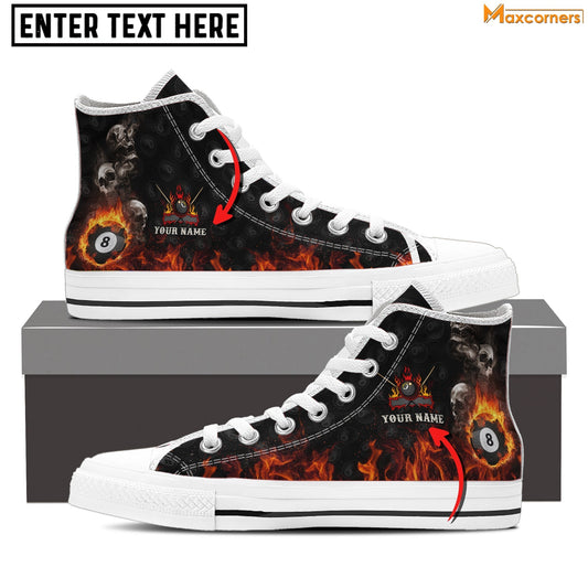 BlueJose Skull On Fire Billiard Personalized Name High Top Shoes