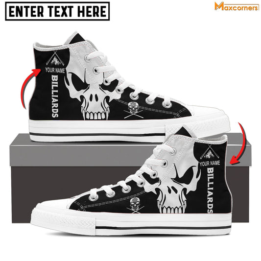 BlueJose Billiard Skull Personalized Name High Top Shoes